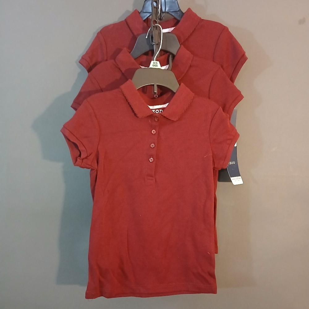 3pk NWT IZOD Approved Schoolwear Burgundy Polo Shirt Size: XS 6 Girls